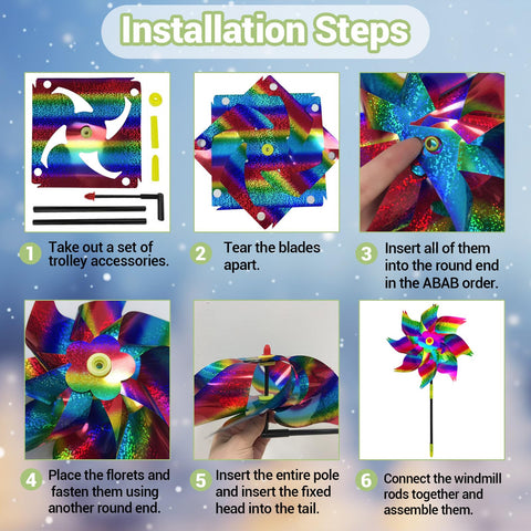 SMD35 rainbow pinwheels — dynamic reflections add color to gardens.