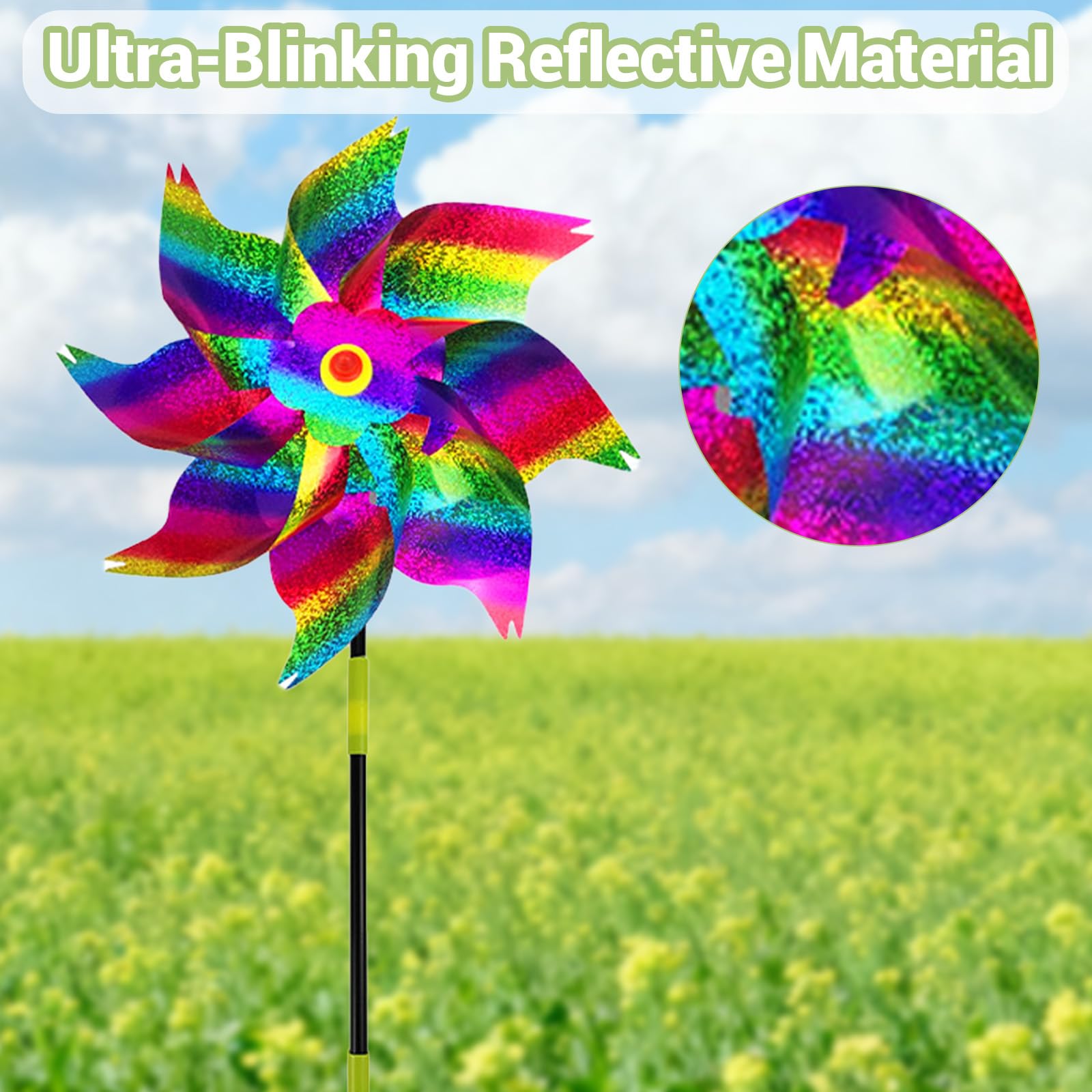 SMD35 yard pinwheels — 20-inch diameter accents combining deterrence and decor.