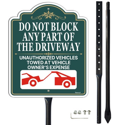 Smeryl Do Not Block Driveway Sign 12x10 inch clearly marks parking rules from afar