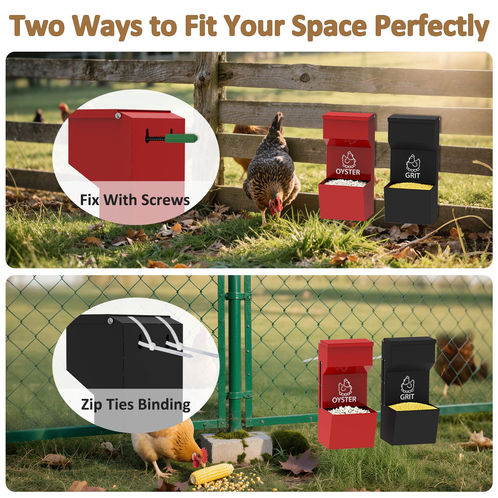 SMFANLIN oyster shell and grit feeder delivers on-demand nutrients.