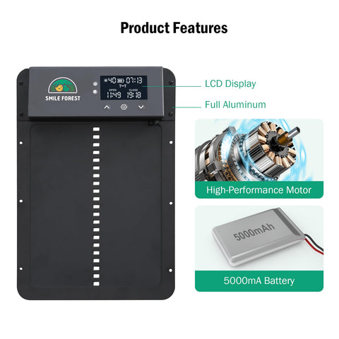 Smile Forest aluminum-frame coop door delivers durable, weather-ready performance