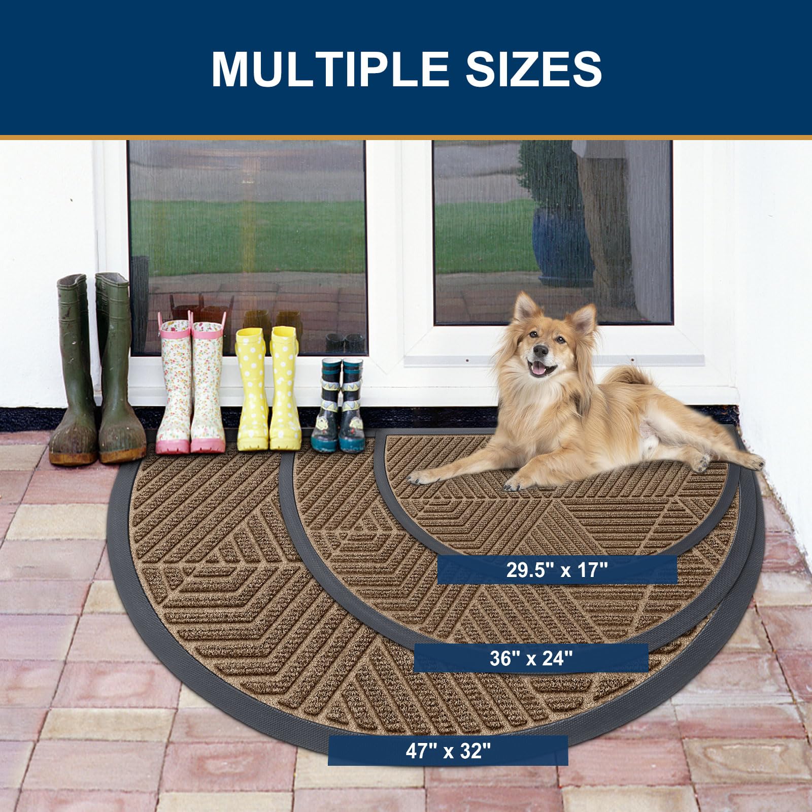 Smiry beveled rubber edge provides water guidance.