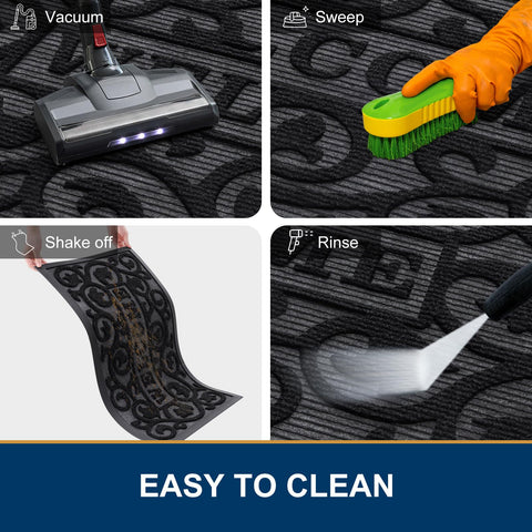 Smiry black front mat adds a classic look at the doorway.