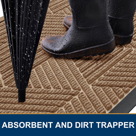 Smiry coffee door mat highlights the sturdy rubber edge preventing water intrusion