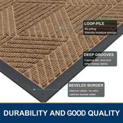 Smiry coffee doormat features non-slip, low-profile design for smooth door operation