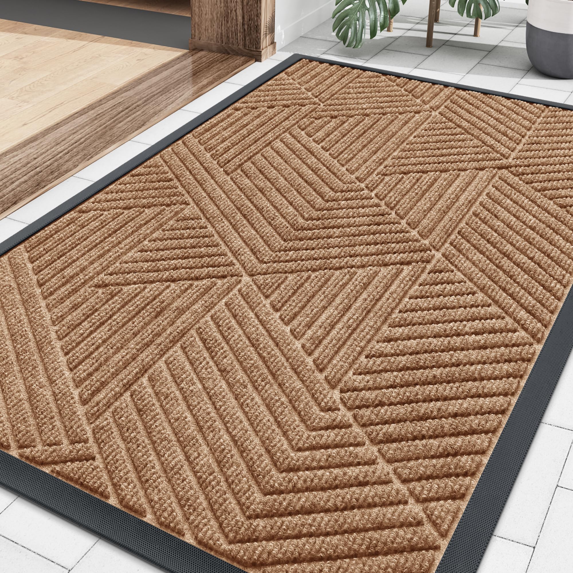 Smiry coffee front door mat traps moisture and dirt at the entry