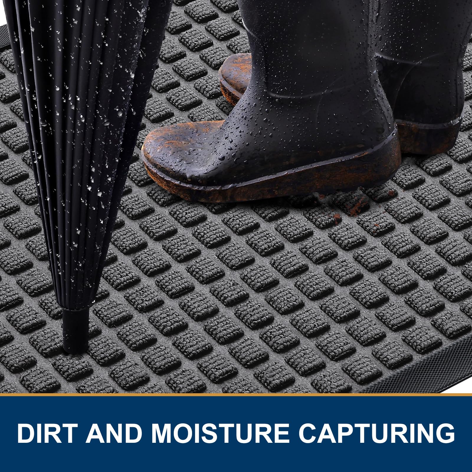 Smiry doormat with dirt-moisture capture polyester weave traps debris at the doorway.