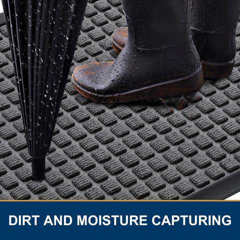 Smiry doormat with dirt-moisture capture polyester weave traps debris at the doorway.
