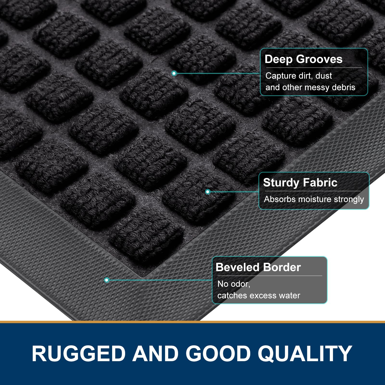Smiry dirt-trapping weave captures mud and gravel for clean floors.
