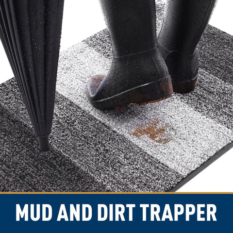 Smiry door mat demonstrates moisture absorption and dirt trapping at the threshold.