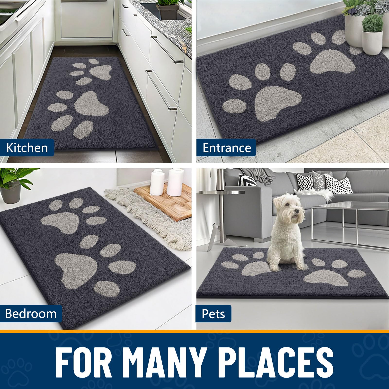 Smiry dark grey 30x20 mat fits under most doors.