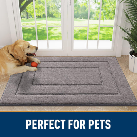 Smiry dog door mat grey bordered style for front doors