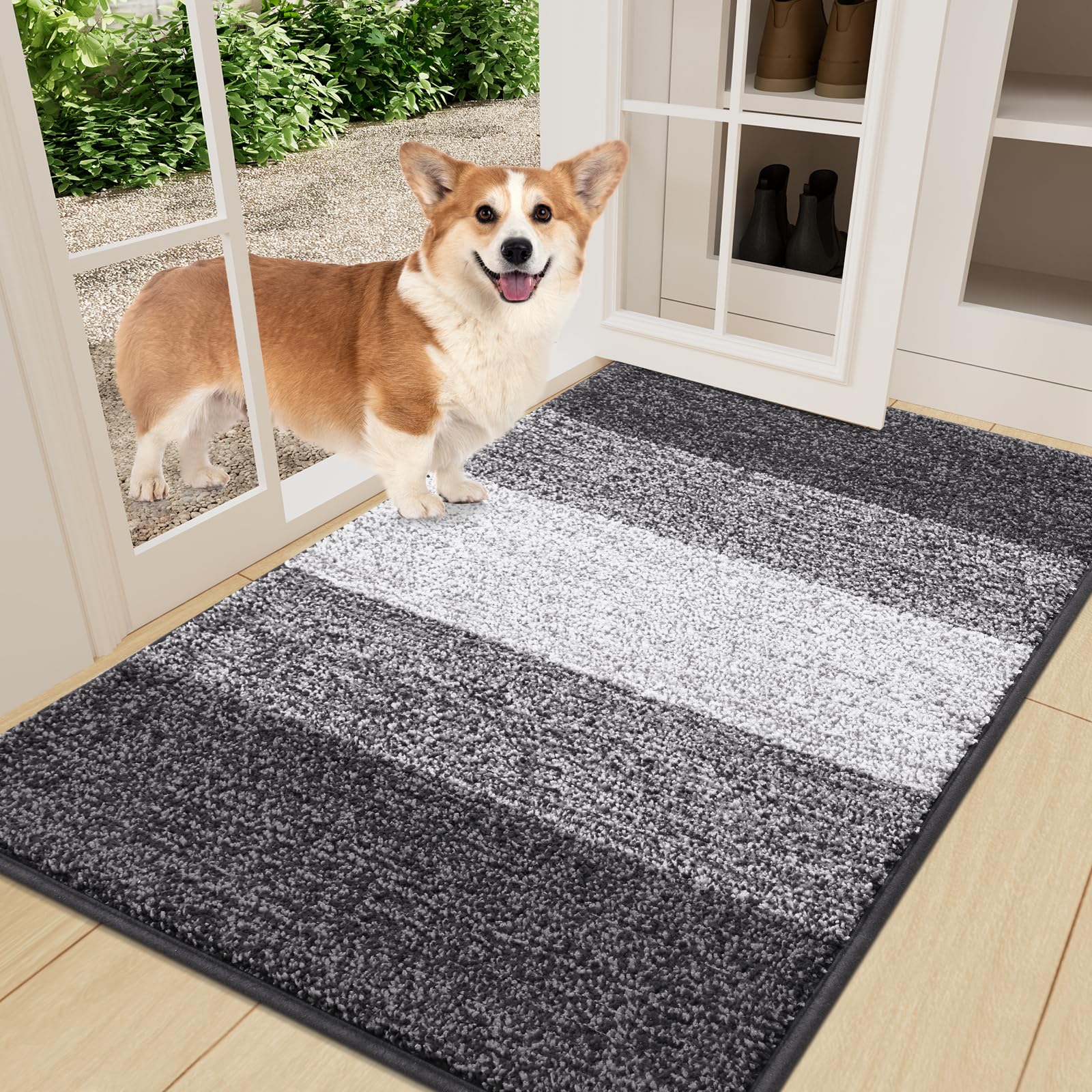 Smiry dog door mat muddy paws absorbs moisture to keep floors dry.