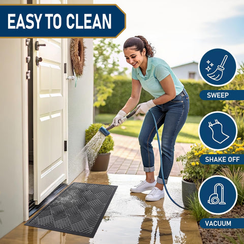 Smiry door mat captures dirt before it reaches interior floors.