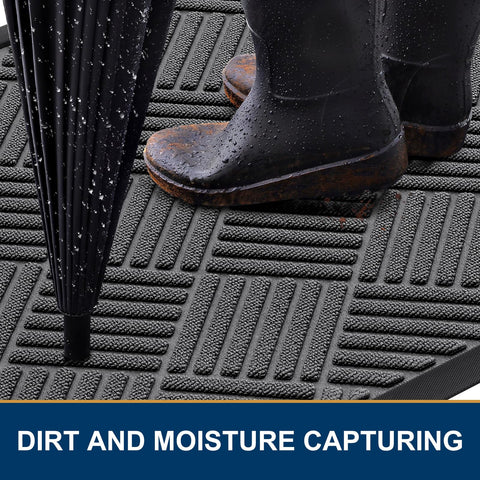Smiry door mat is weatherproof and durable for rain, snow, and mud.