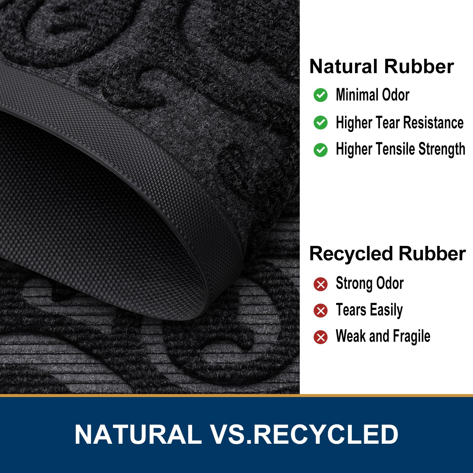 Smiry easy-clean mat supports broom, vacuum, or machine wash.
