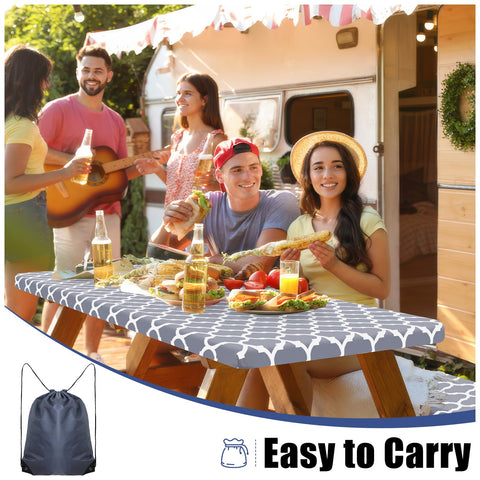 Smiry elastic-edged table cover for non-slip, windproof dining
