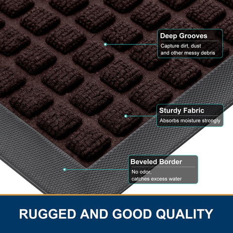 Smiry mat uses deep grooves to capture dust and mud.