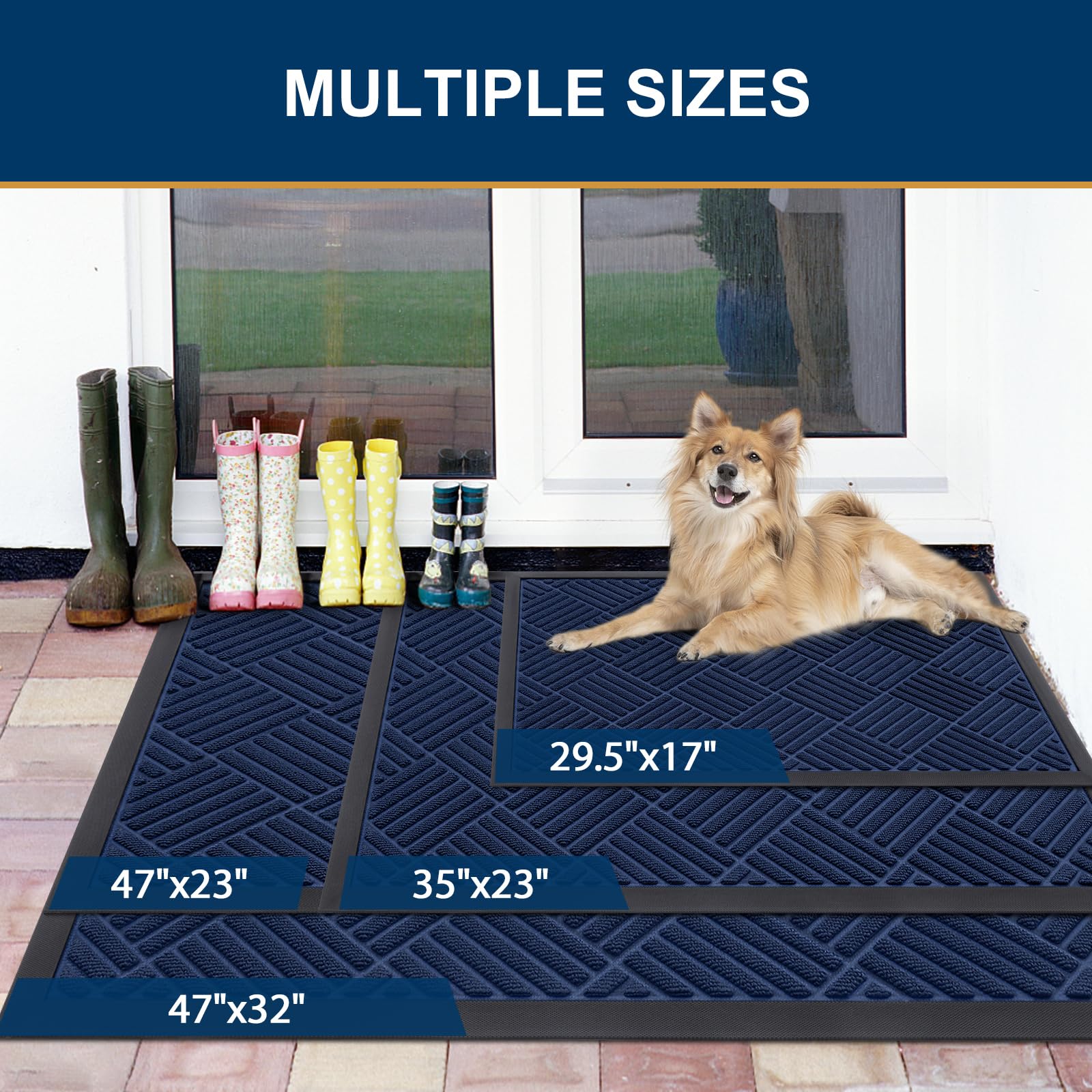 Smiry doormat with dirt-trapping polyester surface and deep grooves.