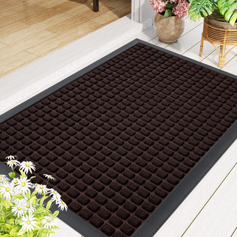 This brown doormat combines functionality with classic curb appeal.