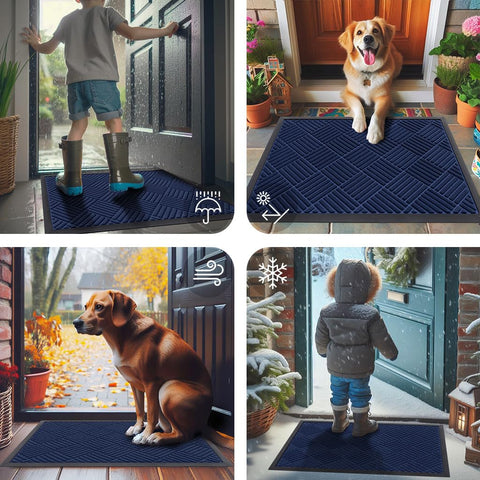 Smiry navy mat suitable for indoor and high-traffic outdoor areas.