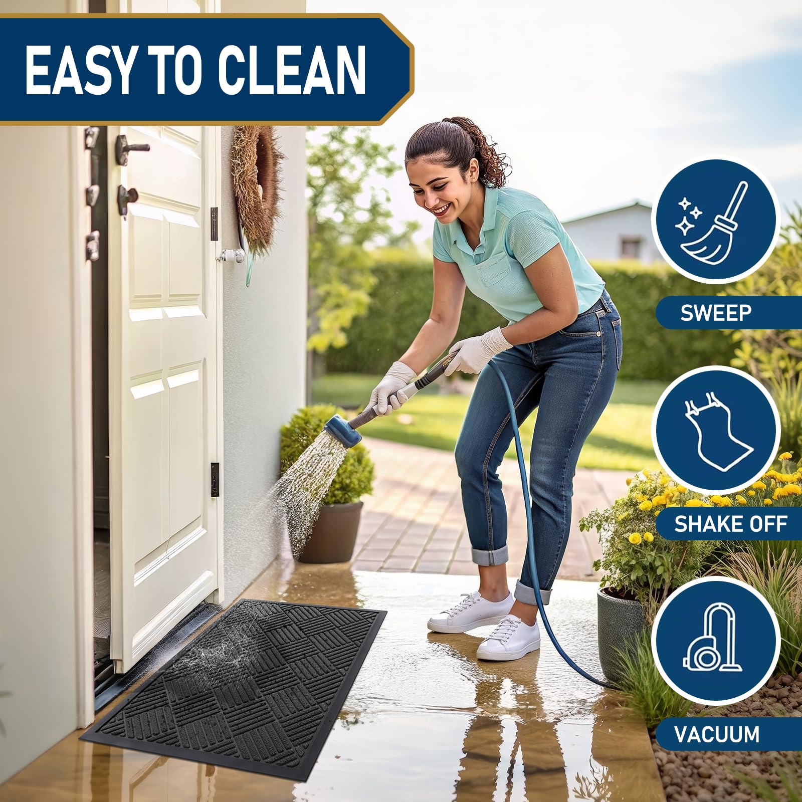 Smiry works well indoors or outdoors in foyers, patios, and garages.