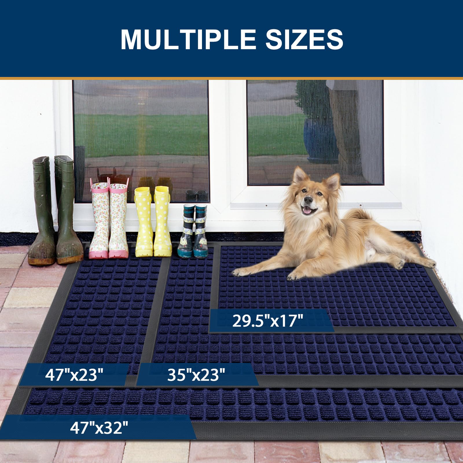 Smiry mat suits indoor and outdoor use for foyers, terraces, and entryways.