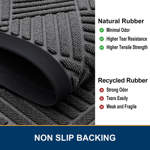 Smiry front door mat has a low-profile design for smooth door operation.