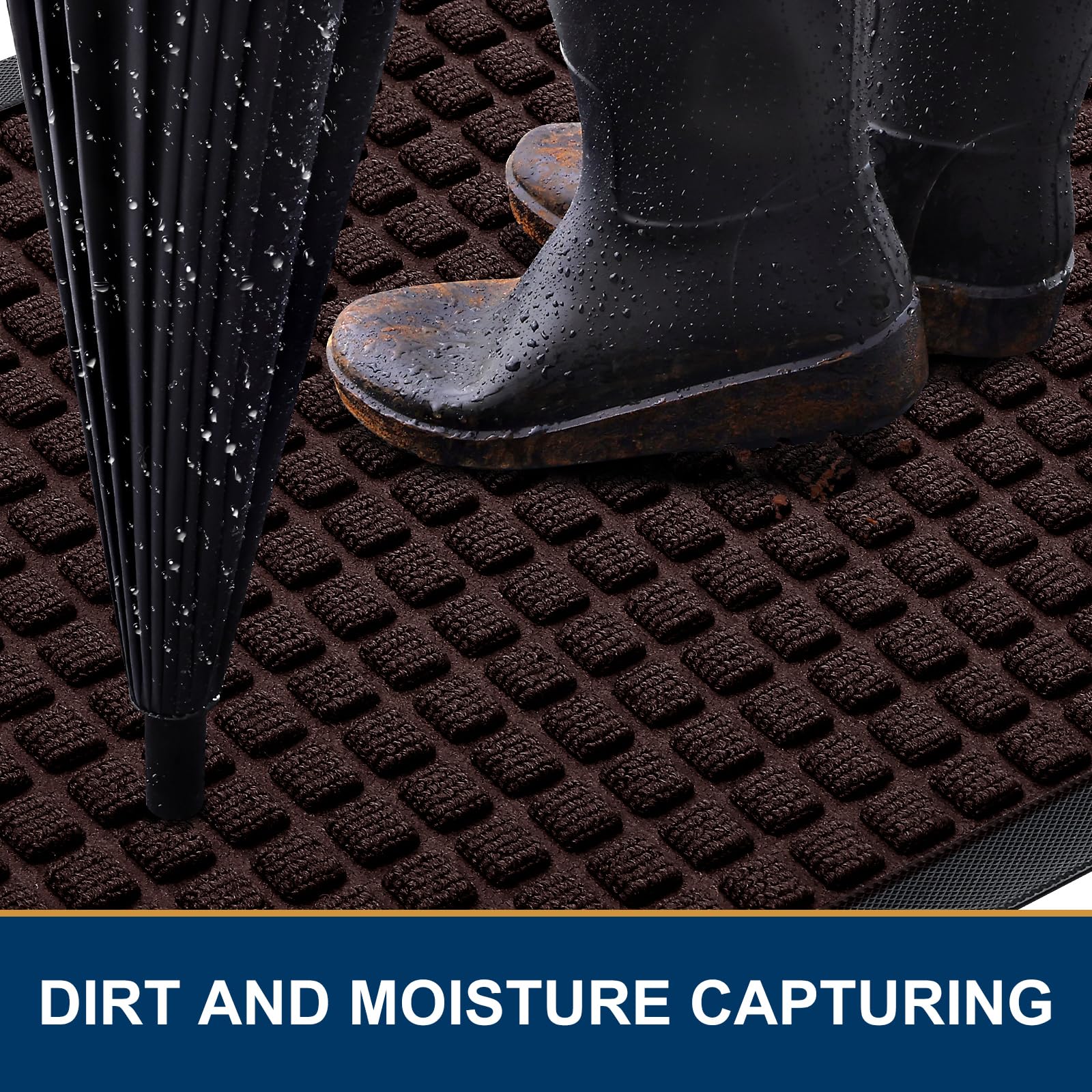 Smiry doormat features a non-slip rubber edge to prevent sliding.
