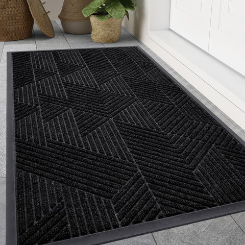 Smiry front door mat outside entrance with irregular triangle shape trapping dirt