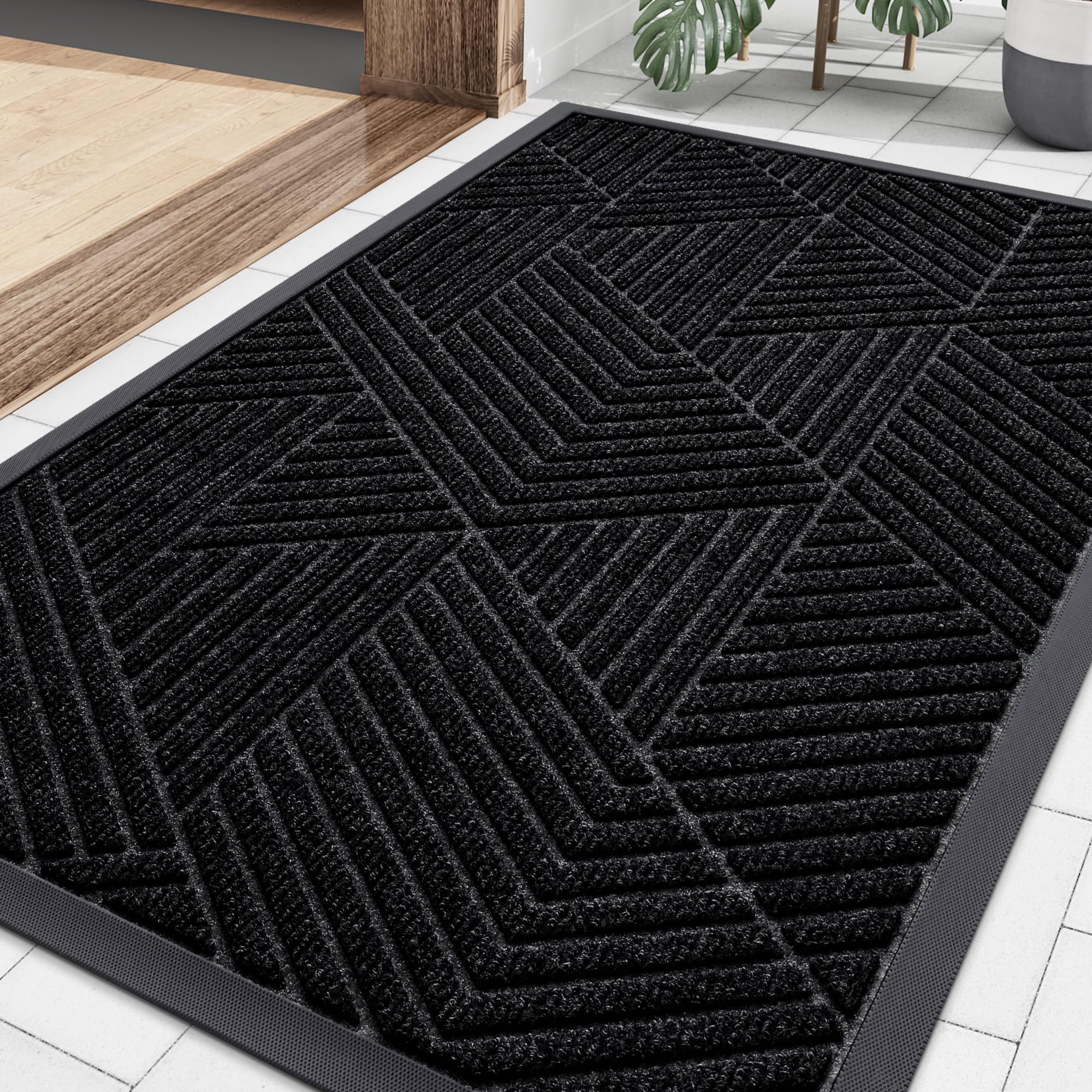 Smiry front door mat outside entrance; traps dirt and moisture for a cleaner home.