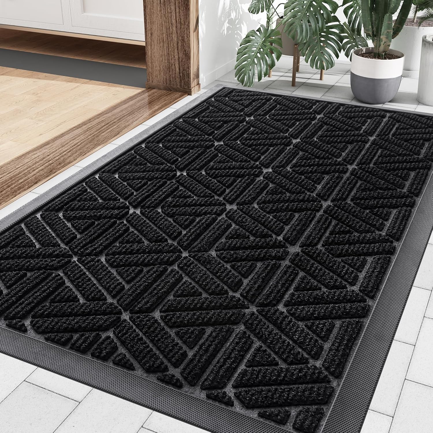 Smiry front door mat outside entrance traps dirt and moisture to keep floors clean