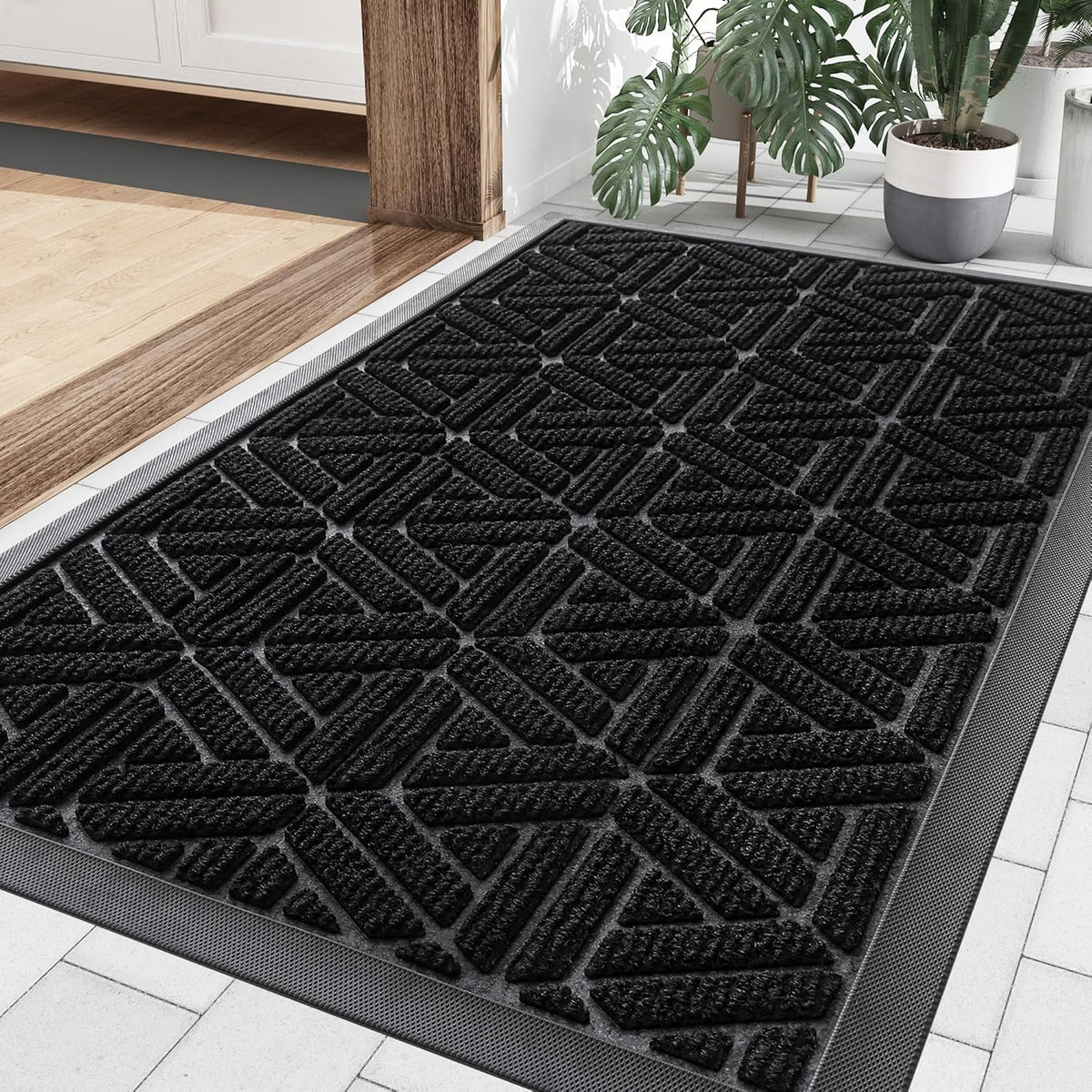 Smiry front door mat outside entrance traps dirt and moisture to keep floors clean
