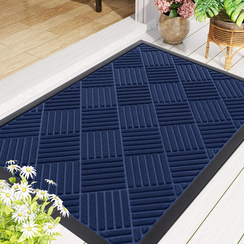 Smiry durable natural rubber mat blends with decor for entryways.