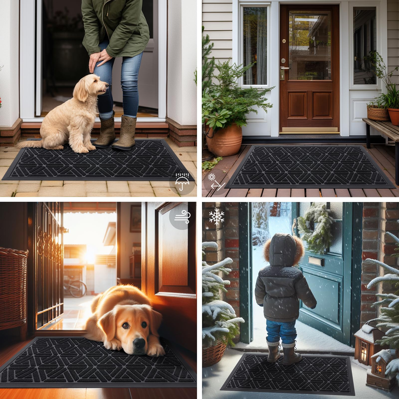 Smiry grid geometry pattern enhances entryway style and debris capture