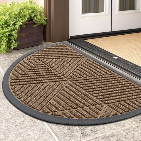 Smiry half circle doormat traps moisture and dirt at the entrance.