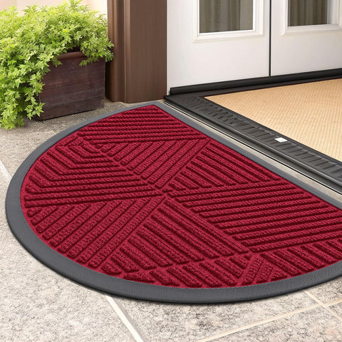 Smiry half circle door mat with dirt-trap grooves for a cleaner entry