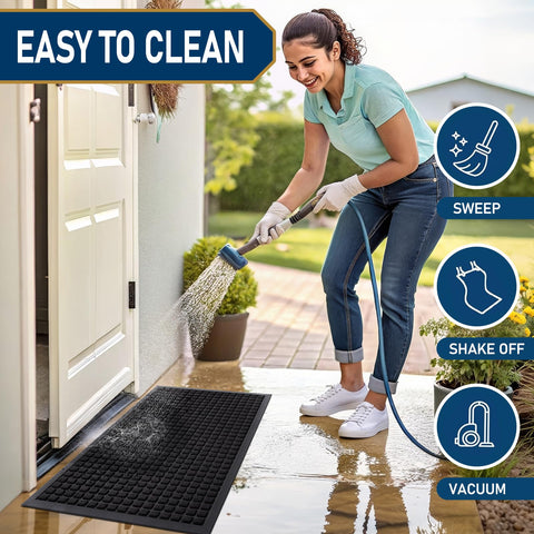 Smiry easy-clean mat can be vacuumed, shaken, or rinsed after use.