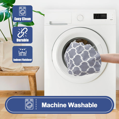 Smiry machine-washable tablecloth offers quick refresh after outdoor use.