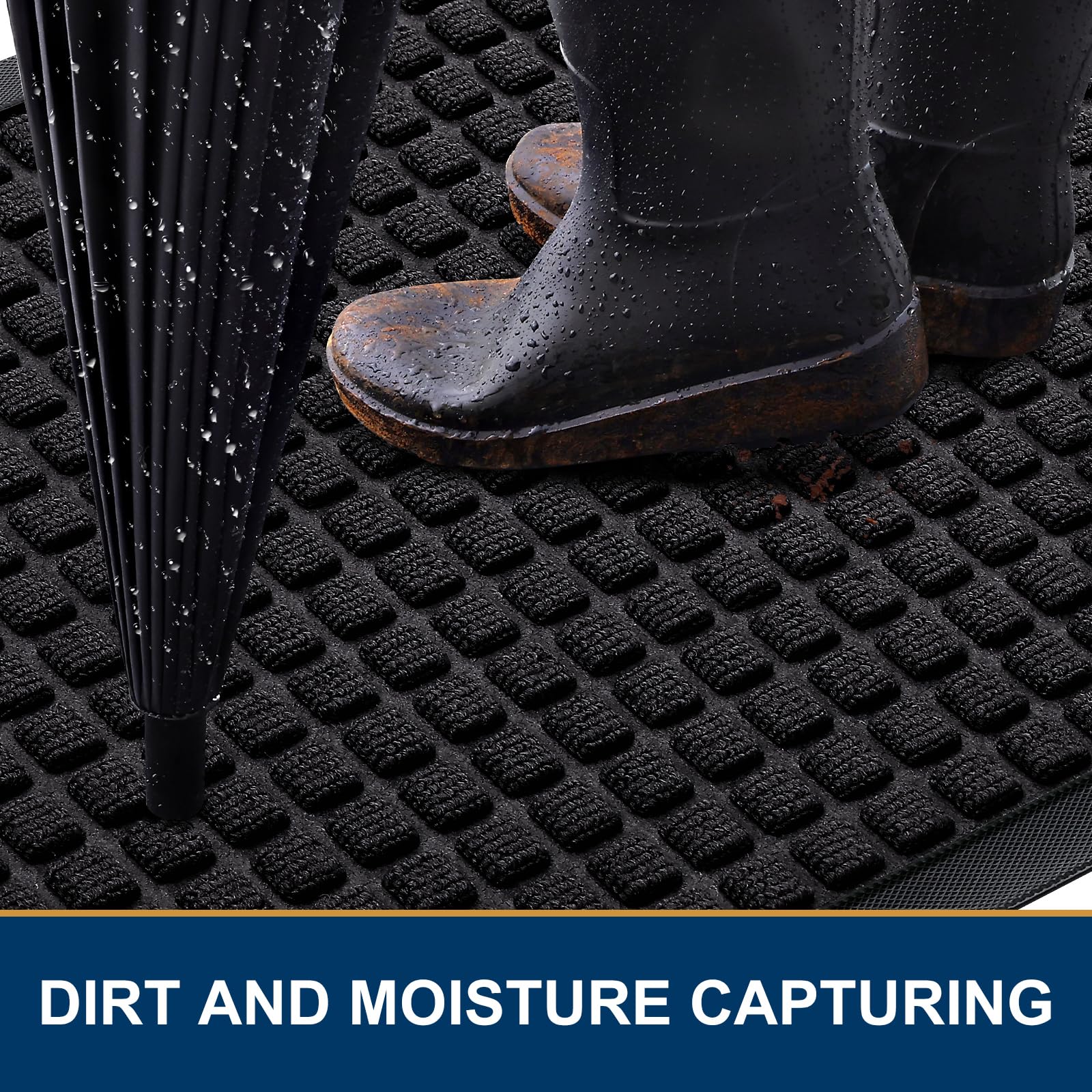 Smiry natural rubber doormat offers strong non-slip grip at entry.