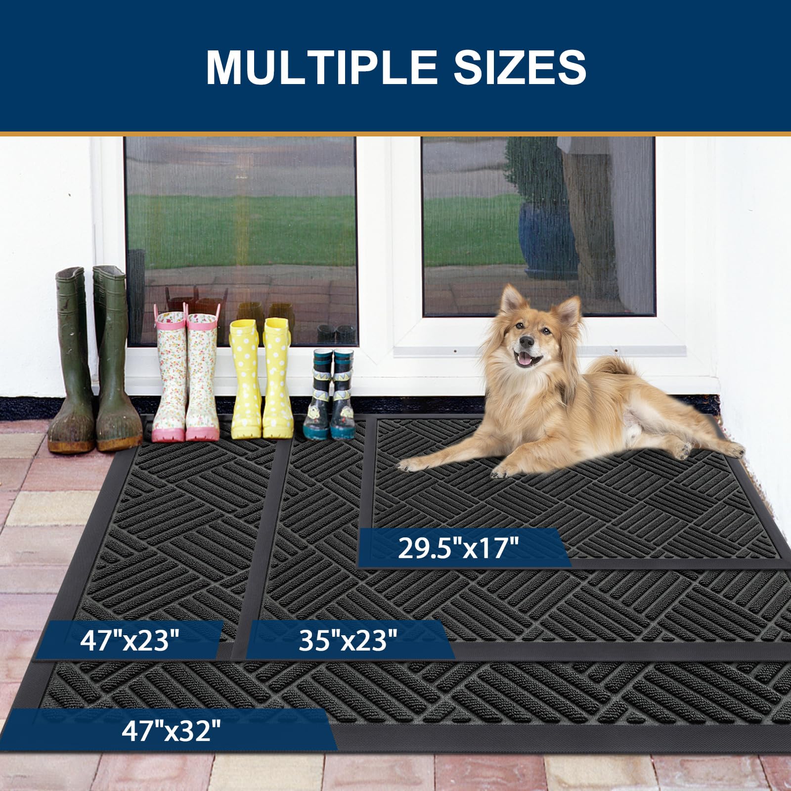 Smiry natural rubber doormat non-slip edge helps prevent slips and protects floors.