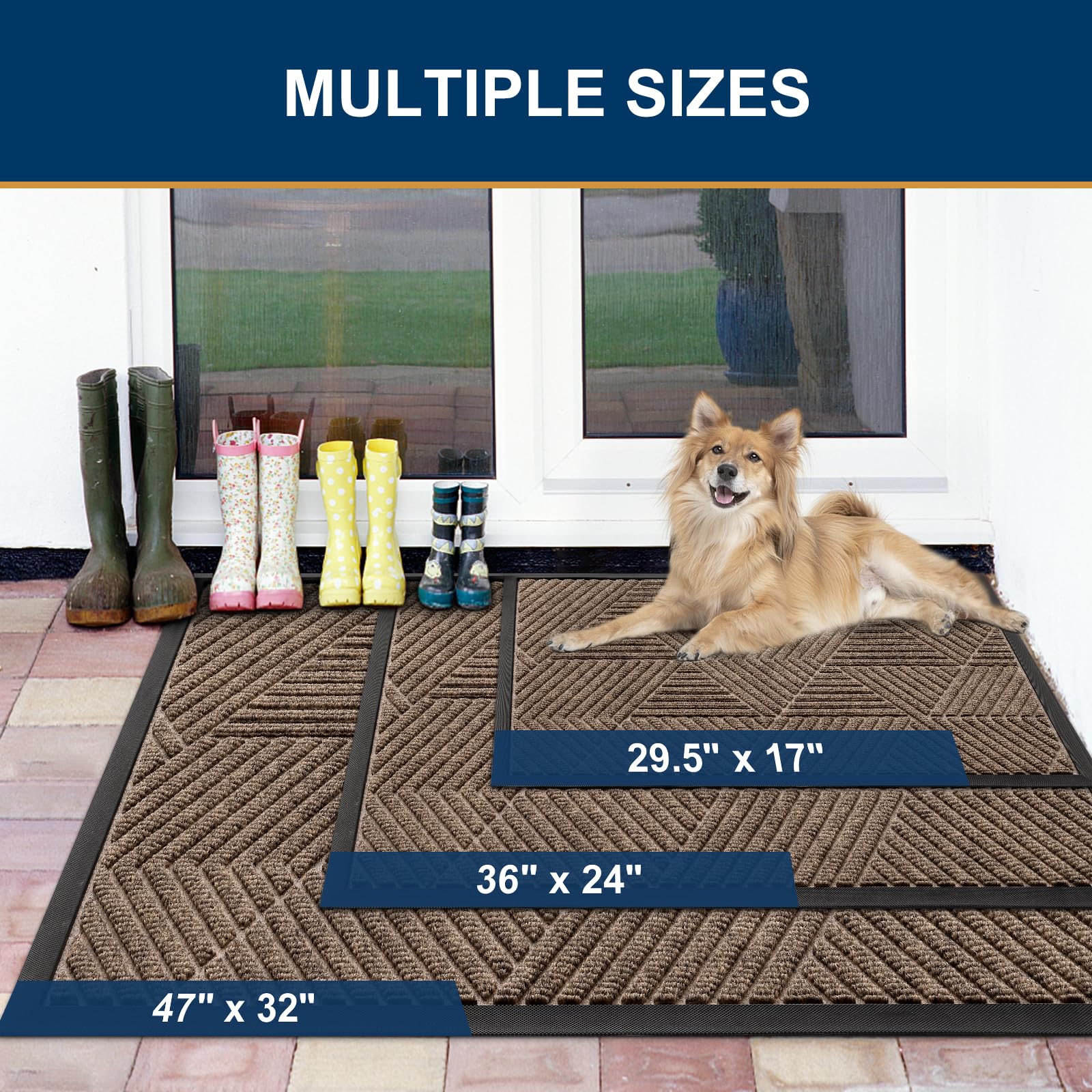 Smiry natural rubber doormat texture prevents slipping while handling wet footwear.