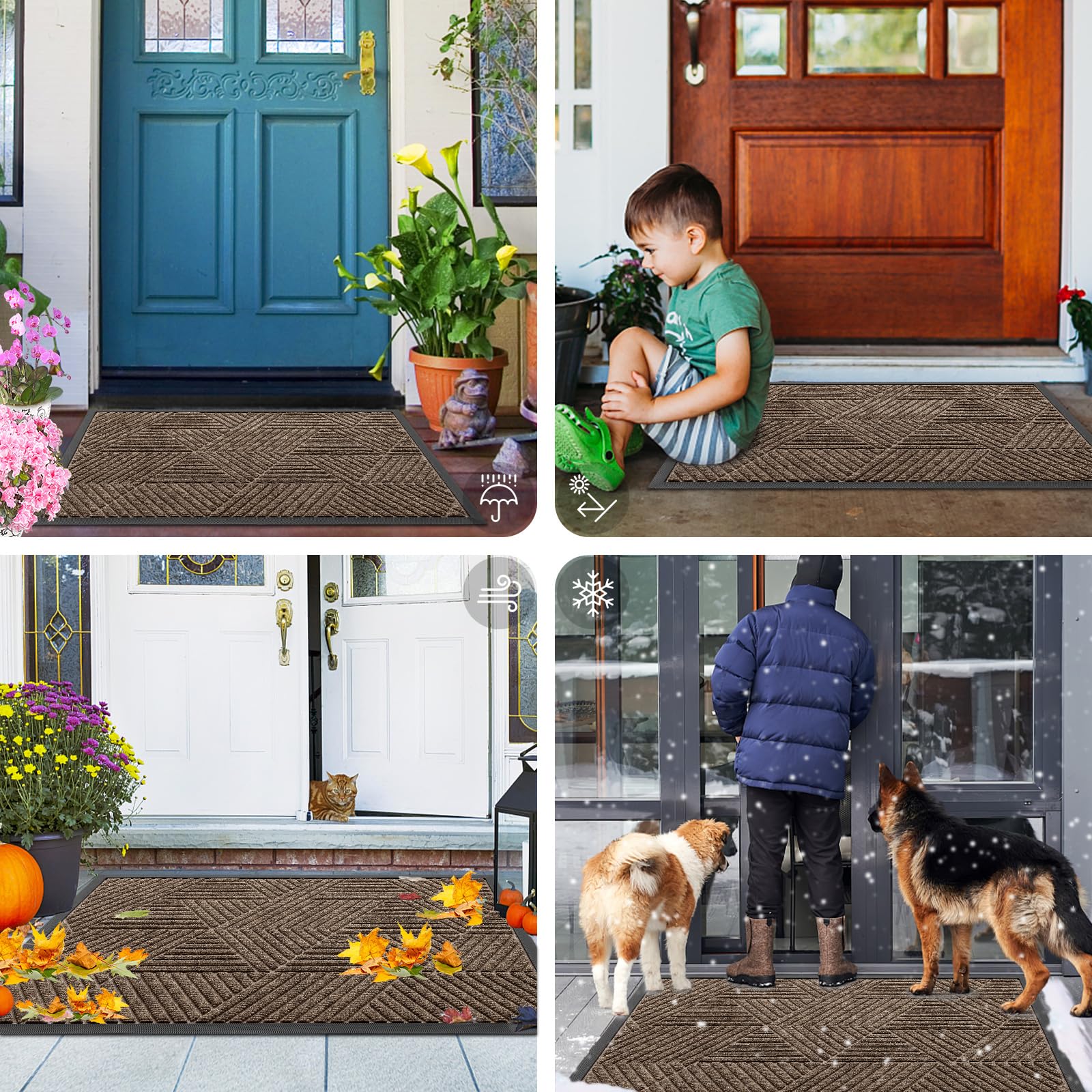 Smiry non slip beveled edge shields floors from moisture and wear.