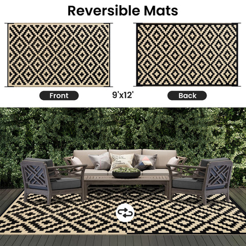 Smiry waterproof rug cleans easily with a hose or cloth after outdoor use.