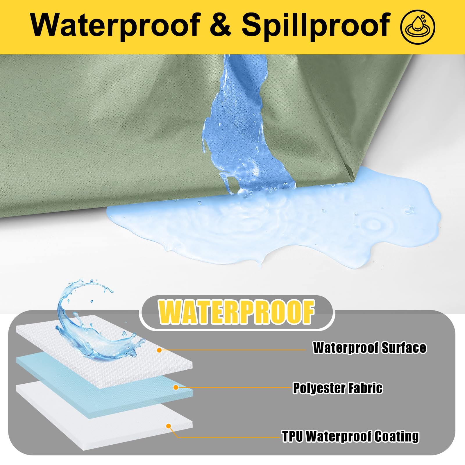 Elastic edge on Smiry table cover provides a snug fit without clips
