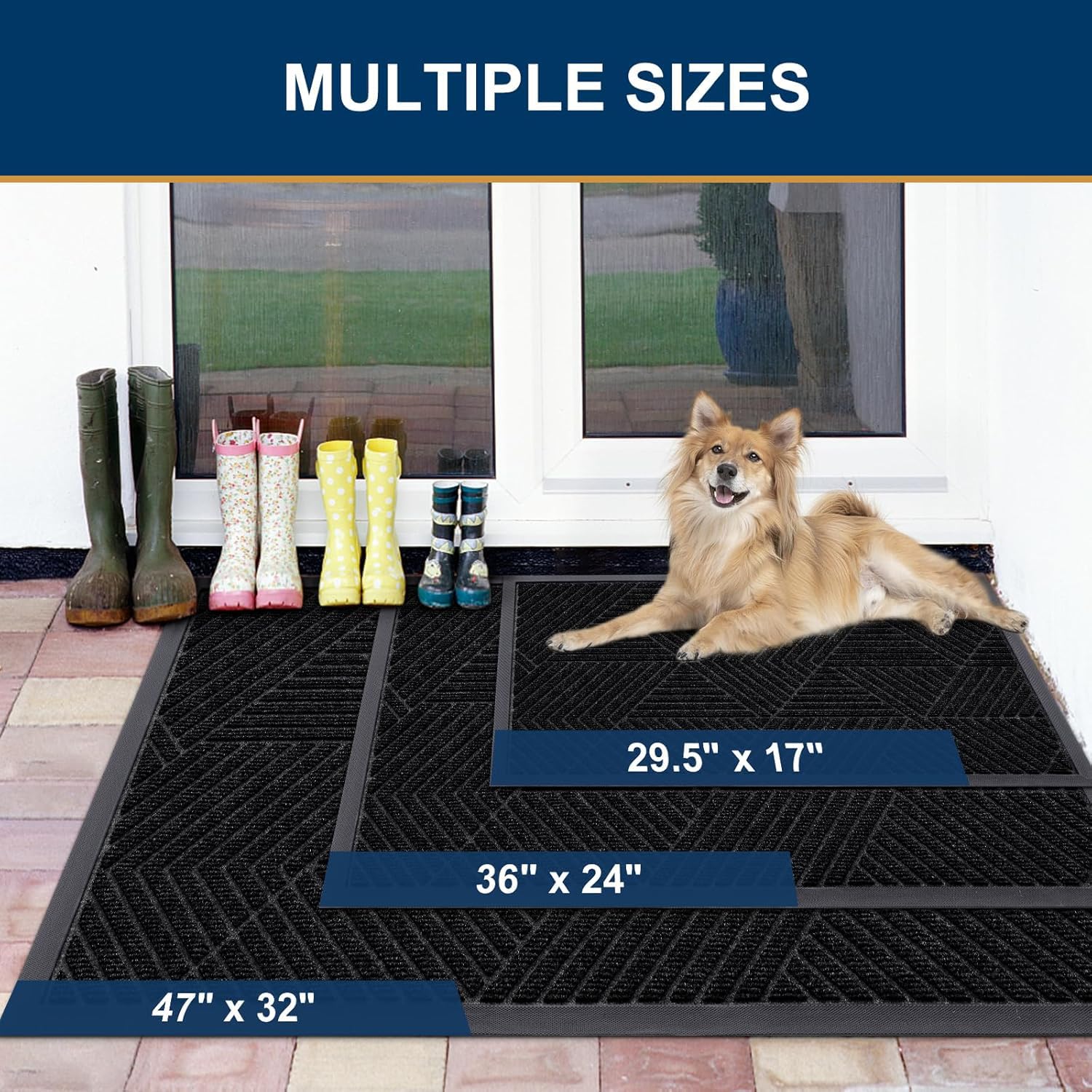 Smiry natural rubber doormat, heavy duty and durable for busy entries