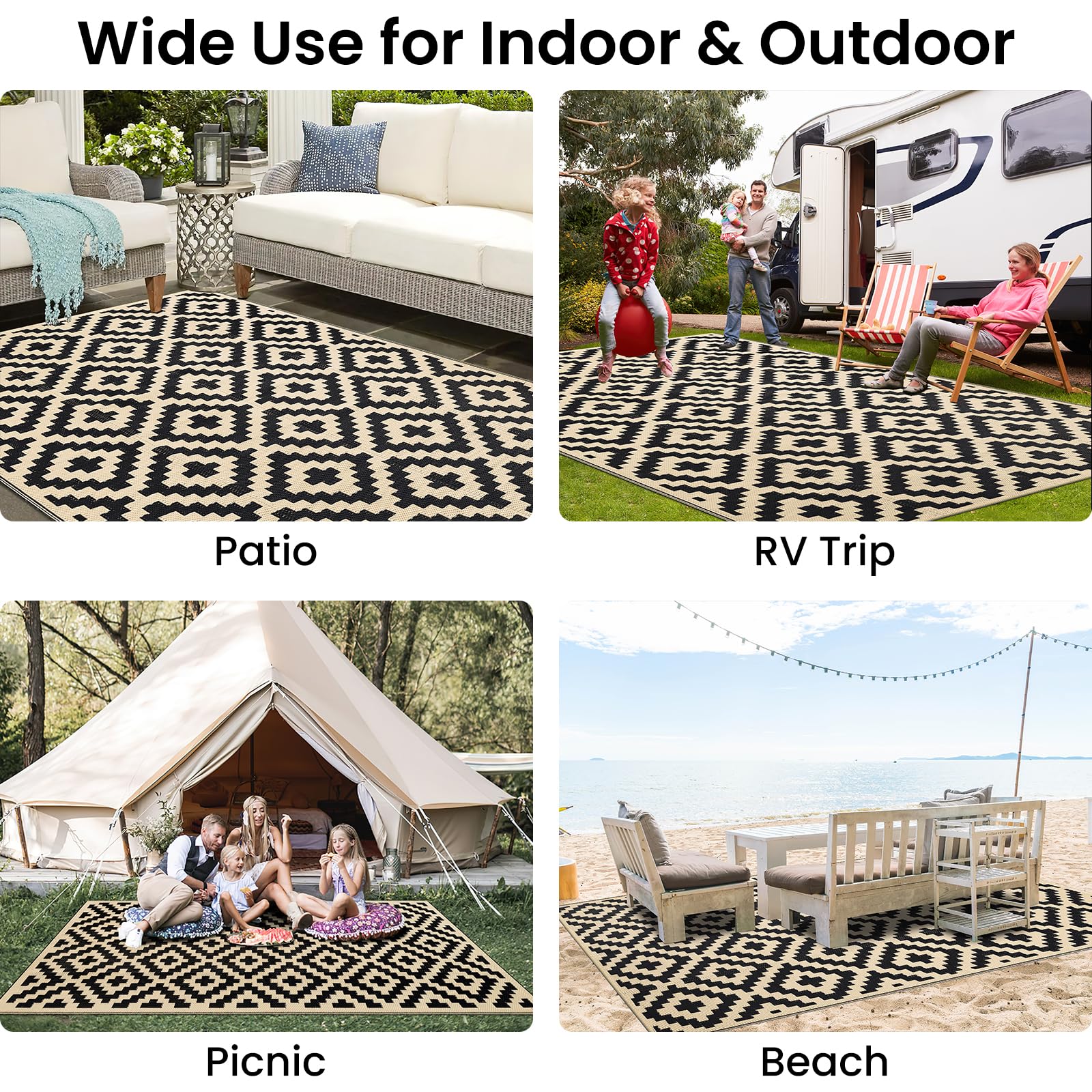 Smiry rug ready for picnic or beach setup with portable, lightweight design.