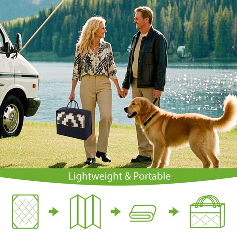 Smiry rug highlights UV protection to keep colors vibrant under sun exposure.