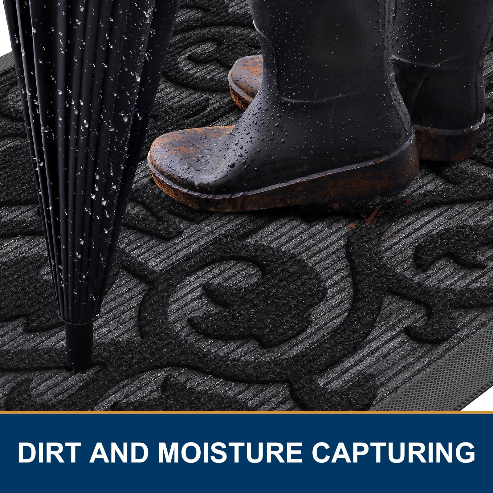 Smiry sturdy non-slip rubber edge keeps mat in place.