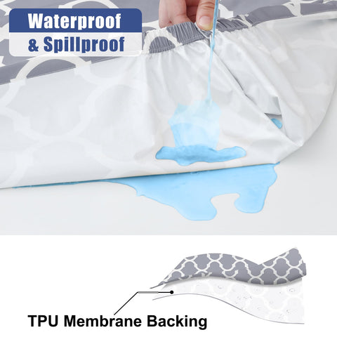 Smiry waterproof tablecloth with TPU backing protects against spills